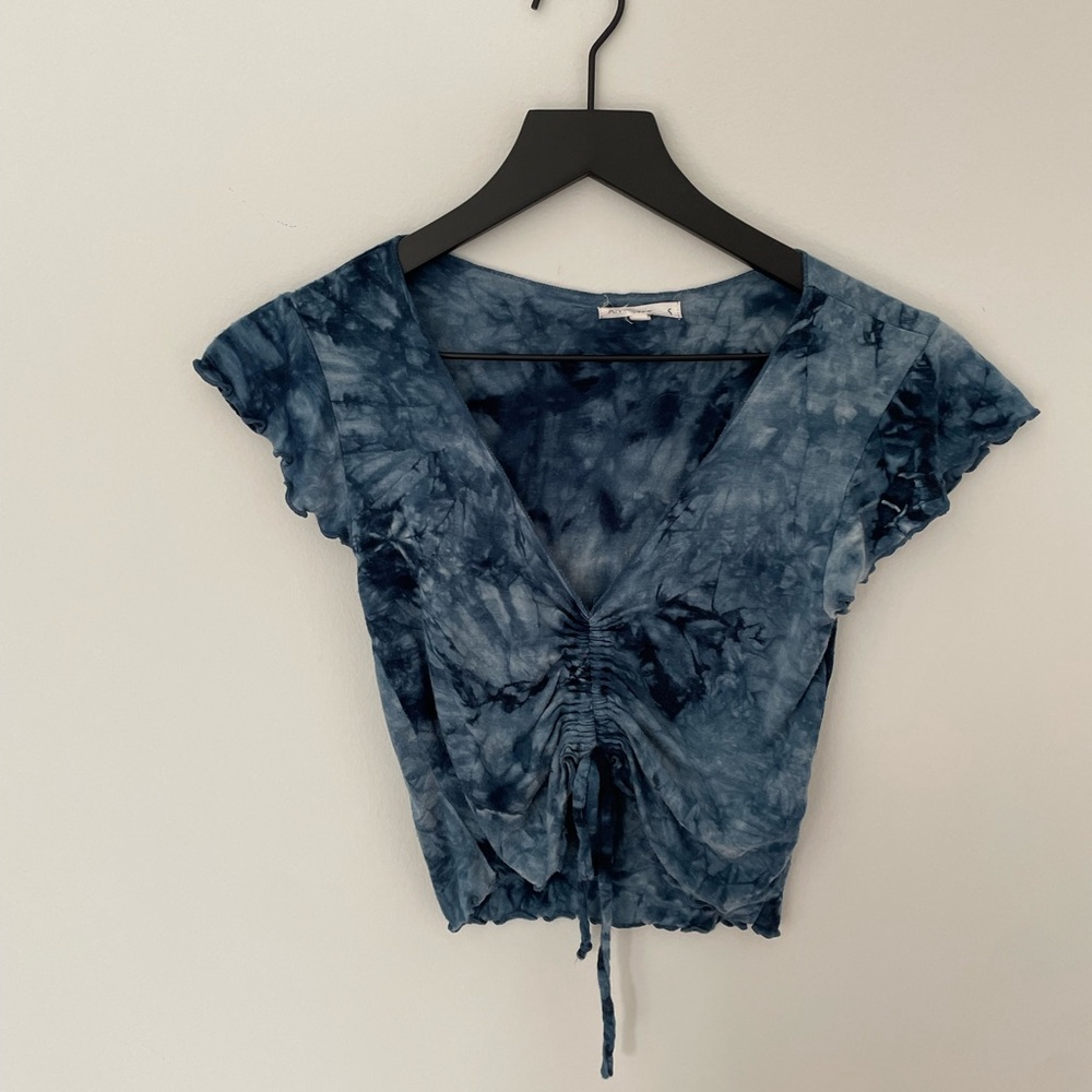 Blue Tie-Dye Cinched Women's Top